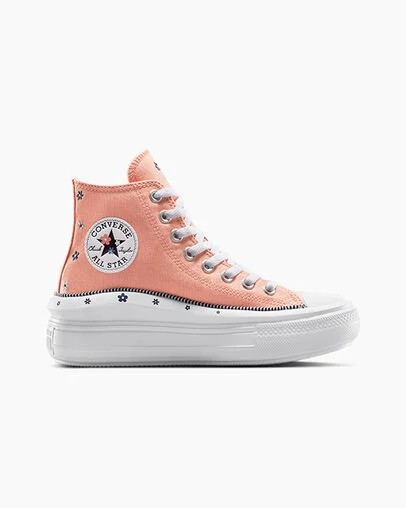 Converse Chuck Taylor All Star Move Women Platform Shoes Coral / White NZ | C-86143059