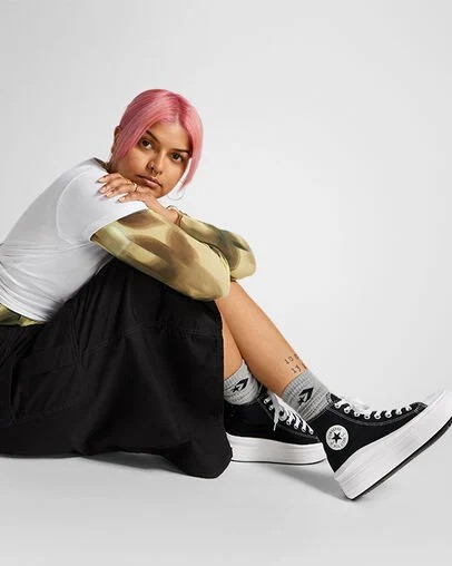 Converse Chuck Taylor All Star Move Women Platform Shoes Black / Beige White NZ | C-80796319