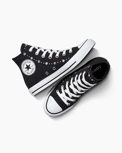 Converse Chuck Taylor All Star Petite Petals Women Sneakers Black / White NZ | C-47650929