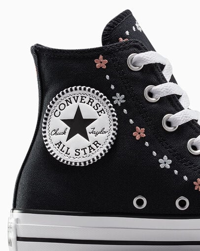 Converse Chuck Taylor All Star Petite Petals Women Sneakers Black / White NZ | C-47650929