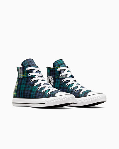 Converse Chuck Taylor All Star Plaid Kids' Sneakers Green / Navy / White NZ | C-60532919
