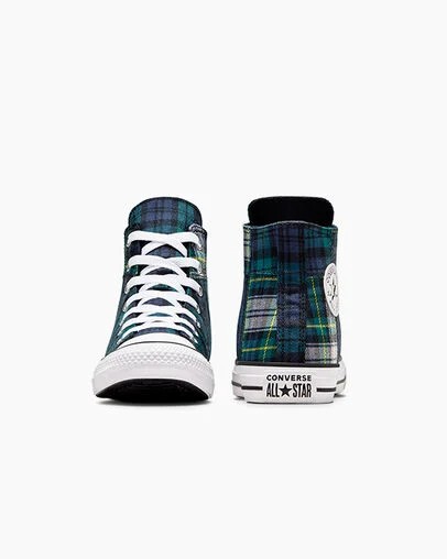 Converse Chuck Taylor All Star Plaid Kids' Sneakers Green / Navy / White NZ | C-60532919