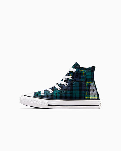 Converse Chuck Taylor All Star Plaid Kids' Sneakers Green / Navy / White NZ | C-27830619