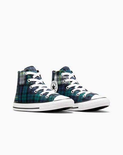 Converse Chuck Taylor All Star Plaid Kids' Sneakers Green / Navy / White NZ | C-27830619