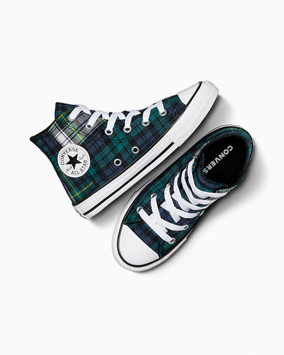 Converse Chuck Taylor All Star Plaid Kids' Sneakers Green / Navy / White NZ | C-27830619