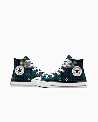 Converse Chuck Taylor All Star Plaid Kids' Sneakers Green / Navy / White NZ | C-27830619