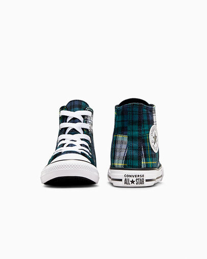 Converse Chuck Taylor All Star Plaid Kids' Sneakers Green / Navy / White NZ | C-27830619