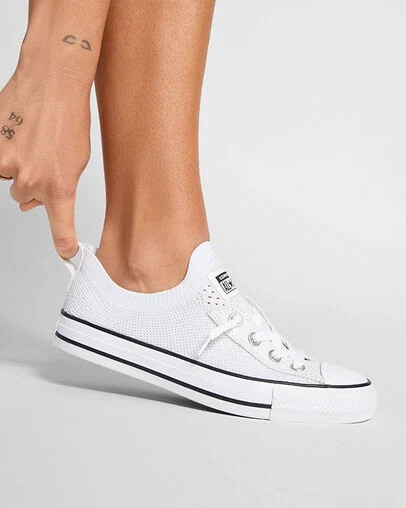Converse Chuck Taylor All Star Shoreline Knit Women Slip On Shoes White / Black NZ | C-57603289