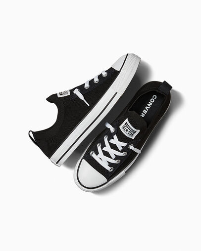 Converse Chuck Taylor All Star Shoreline Knit Women Slip On Shoes Black / White NZ | C-27693089