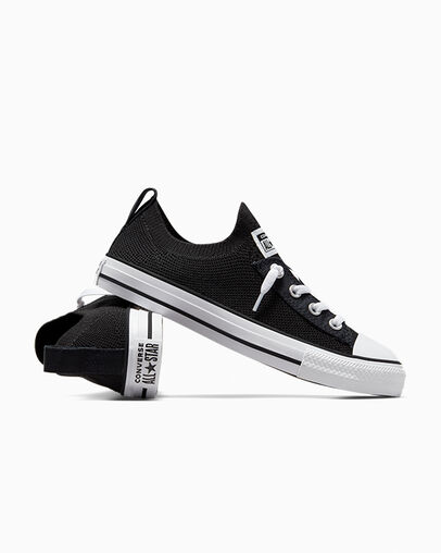 Converse Chuck Taylor All Star Shoreline Knit Women Slip On Shoes Black / White NZ | C-27693089