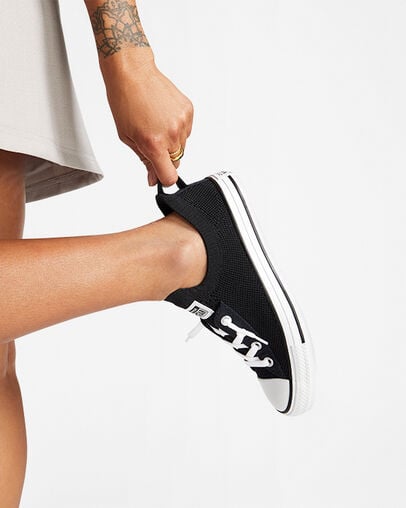 Converse Chuck Taylor All Star Shoreline Knit Women Slip On Shoes Black / White NZ | C-27693089