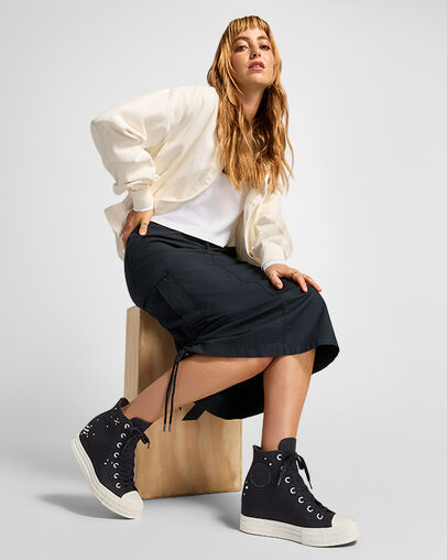 Converse Chuck Taylor All Star Wedge Women Platform Shoes Black NZ | C-60437829