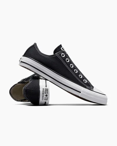Converse Chuck Taylor All Star Women Slip On Shoes Black / White NZ | C-48612509