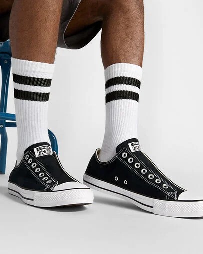 Converse Chuck Taylor All Star Women Slip On Shoes Black / White NZ | C-48612509