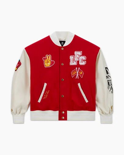 Converse Converse x LFC Woven Varsity Men Jacket Pink NZ | C-06841399