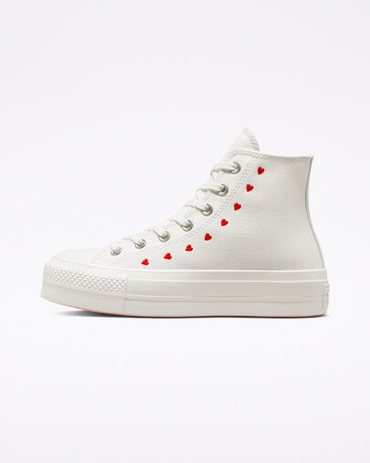 Converse Crafted With Love Chuck Taylor All Star Lift Women Sneakers White / Red NZ | C-29680179