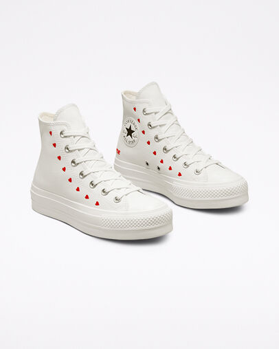 Converse Crafted With Love Chuck Taylor All Star Lift Women Sneakers White / Red NZ | C-29680179