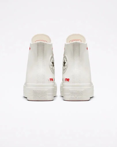 Converse Crafted With Love Chuck Taylor All Star Lift Women Sneakers White / Red NZ | C-29680179