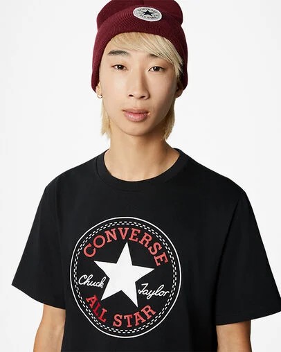 Converse Go-To All Star Patch Standard-Fit Men T Shirts Black NZ | C-09653489