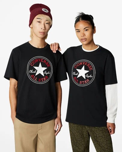 Converse Go-To All Star Patch Standard-Fit Men T Shirts Black NZ | C-09653489