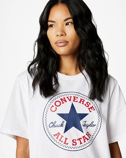 Converse Go-To All Star Patch Standard-Fit Men T Shirts White NZ | C-20645989