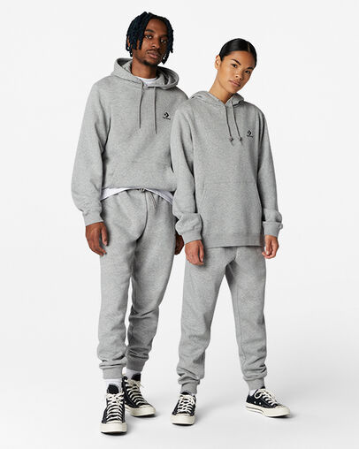 Converse Go-To Embroidered Star Chevron Standard-Fit Fleece Women Hoodie Grey NZ | C-15438029