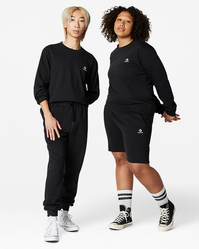Converse Go-To Embroidered Star Chevron Standard-Fit Women T Shirts Black NZ | C-45796289