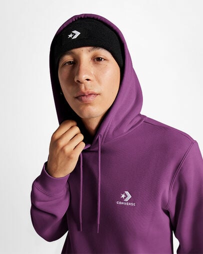 Converse Go-To Embroidered Star Chevron Standard-Fit Fleece Women Hoodie Purple NZ | C-84972609