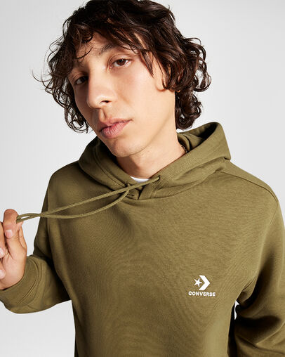 Converse Go-To Embroidered Star Chevron Standard-Fit Fleece Women Hoodie Olive NZ | C-61328949