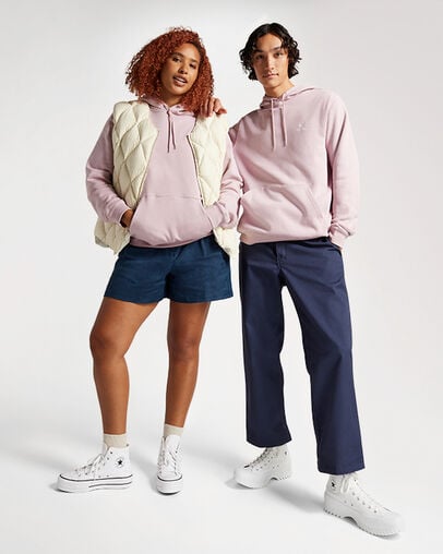 Converse Go-To Embroidered Star Chevron Standard-Fit Fleece Women Hoodie Purple NZ | C-76052499