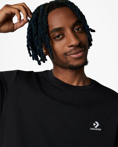 Converse Go-To Embroidered Star Chevron Standard-Fit Men T Shirts Black NZ | C-80974259