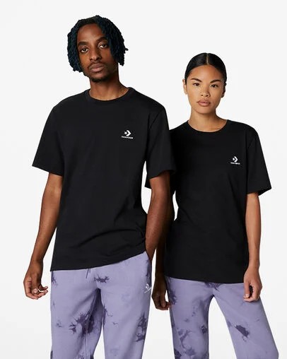 Converse Go-To Embroidered Star Chevron Standard-Fit Men T Shirts Black NZ | C-80974259