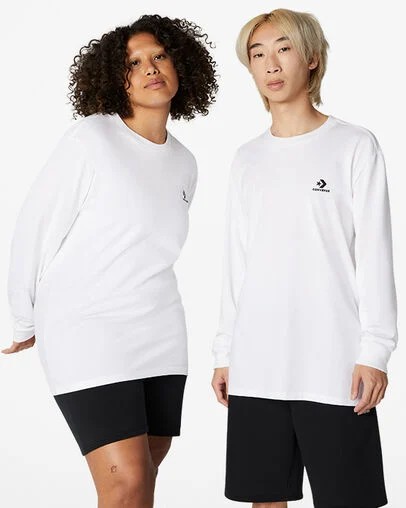 Converse Go-To Embroidered Star Chevron Standard-Fit Men T Shirts White NZ | C-74065319