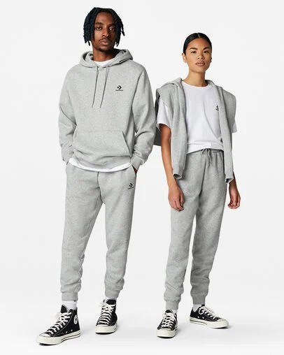 Converse Go-To Embroidered Star Chevron Standard-Fit Men Sweatpants Grey NZ | C-98361759