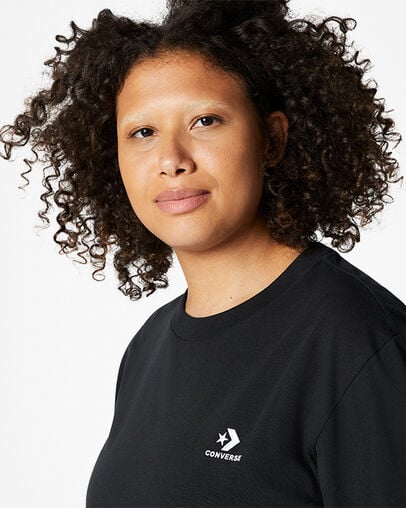 Converse Go-To Embroidered Star Chevron Standard-Fit Men T Shirts Black NZ | C-98034269