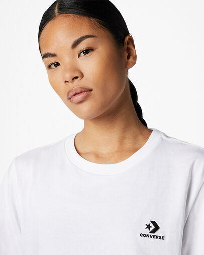 Converse Go-To Embroidered Star Chevron Standard-Fit Men T Shirts White NZ | C-31469509