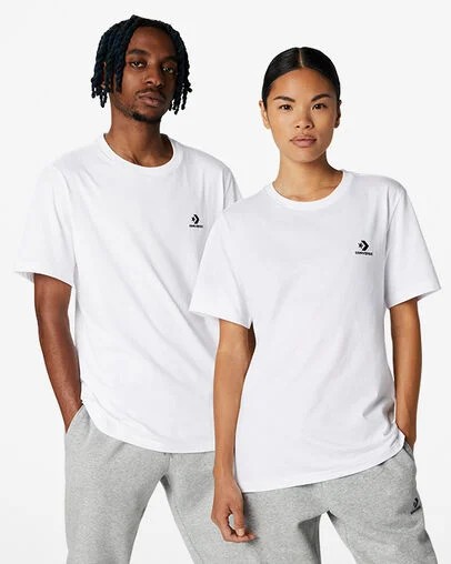 Converse Go-To Embroidered Star Chevron Standard-Fit Men T Shirts White NZ | C-31469509