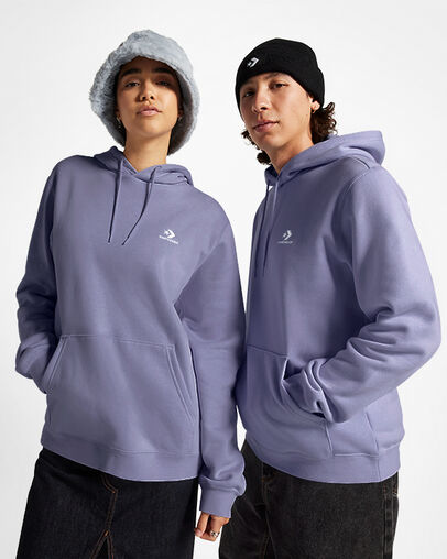 Converse Go-To Embroidered Star Chevron Standard-Fit Fleece Men Hoodie Lavender Grey NZ | C-19427039