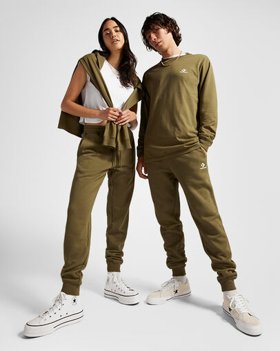 Converse Go-To Embroidered Star Chevron Standard-Fit Men Sweatpants Olive NZ | C-36140989