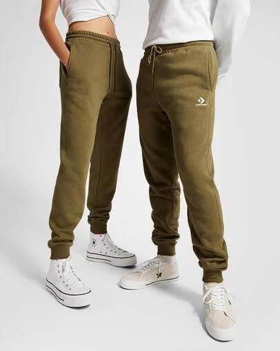 Converse Go-To Embroidered Star Chevron Standard-Fit Men Sweatpants Olive NZ | C-36140989