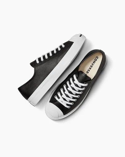 Converse Jack Purcell Leather Men Tennis Shoes Black / White NZ | C-58934019
