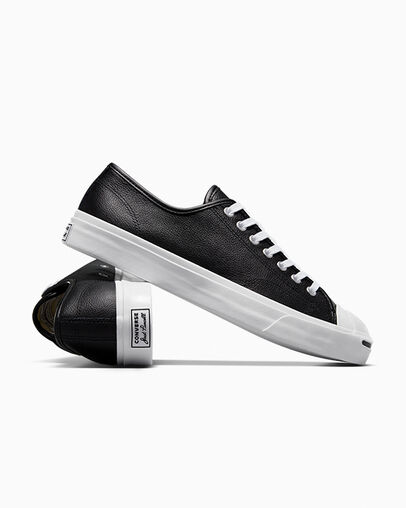 Converse Jack Purcell Leather Men Tennis Shoes Black / White NZ | C-58934019