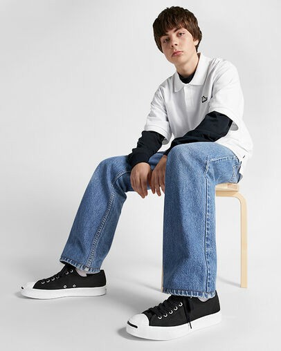 Converse Jack Purcell Men Canvas Shoes Black / White NZ | C-12798349