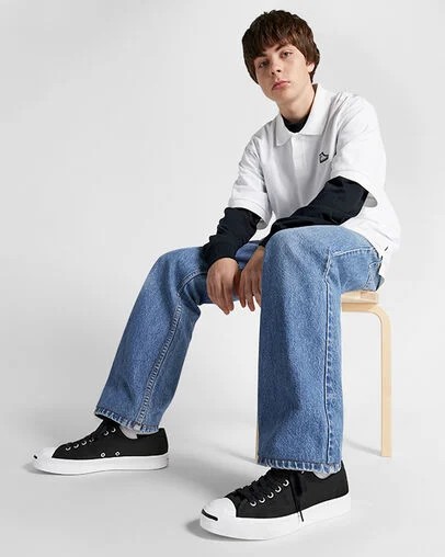 Converse Jack Purcell Men Canvas Shoes Black / White NZ | C-29078469