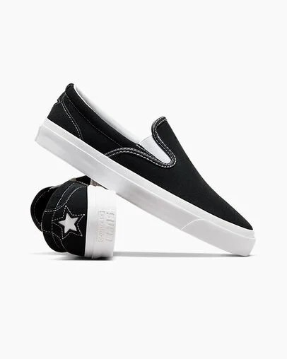 Converse One Star CC Pro Suede Slip Men Skate Shoes Black / White NZ | C-09734829