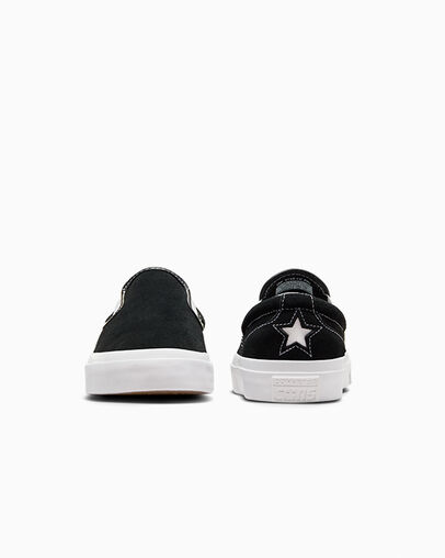 Converse One Star CC Pro Suede Slip Men Skate Shoes Black / White NZ | C-09734829