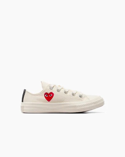 Converse PLAY Comme des Garçons Single Heart Chuck 70 Kids\' Sneakers White / Red / Black NZ | C-04791529