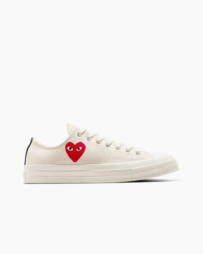 Converse PLAY Comme des Garçons Single Heart Chuck 70 Men Sneakers White / Black / Red NZ | C-24387509
