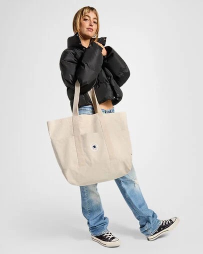 Converse Premium Canvas Men Tote Bag Beige NZ | C-76423959