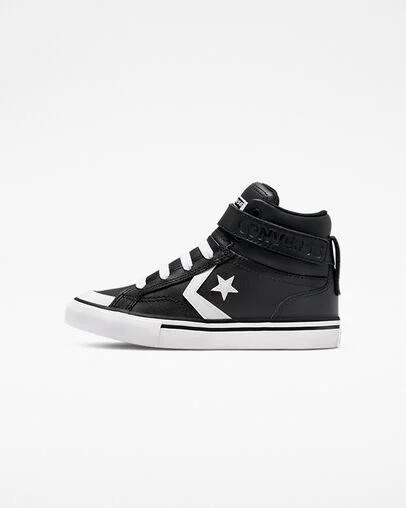 Converse Pro Blaze Strap Leather Kids' Sneakers Black / White NZ | C-95678439